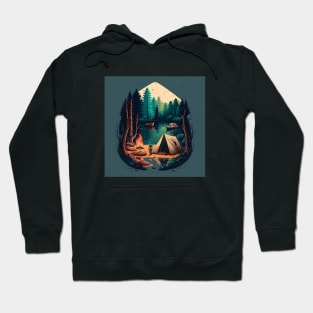 Camping Adventure in the Forest Lake, Fishing Hoodie